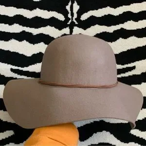D&Y Tan Wool Hat Floppy Brim Fedora Women’s Hat D&Y | Accessories | Dy Tan Wool Floppy Hat With Leather Tie  main image 4